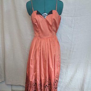 Vintage 1950’s Orange Embroidered Dress
